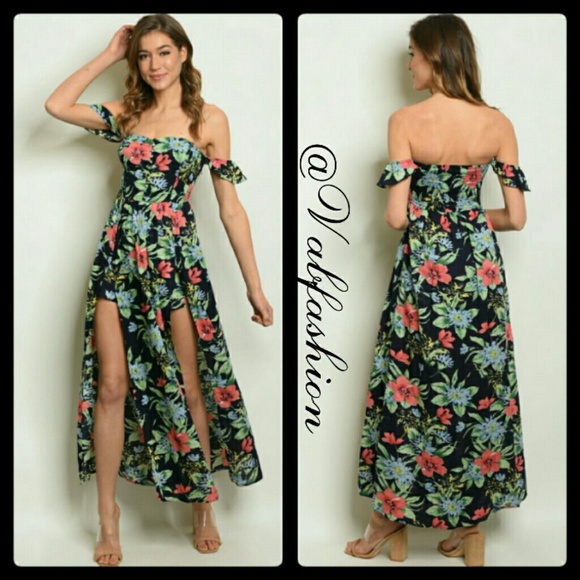 Pants - XS-XXL NAVY TROPICAL HAWAIIAN FLORAL MAXI OFF SHOULDER SEXY ROMPER JUMPSUIT!